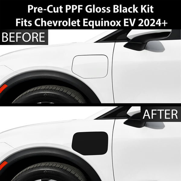 Fits Chevrolet Equinox EV 2024+ Precut Fuel Door Premium Paint Protection Film PPF Decal Film Kit Gas Cap Cover, Gloss Black Carbon Fiber