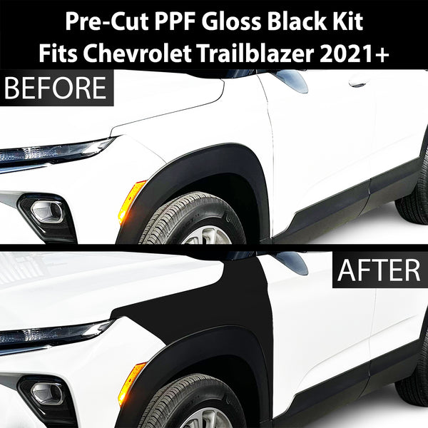 Fits Chevrolet Trailblazer 2021-2025 Precut Premium Gloss Black Carbon Fiber Fender Paint Protection Film PPF Decal Film Kit