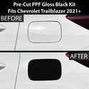 Fits Chevrolet Trailblazer 2021-2025 Precut Fuel Door Premium Paint Protection Film PPF Decal Film Kit Gas Cap Cover, Gloss Black Carbon Fiber