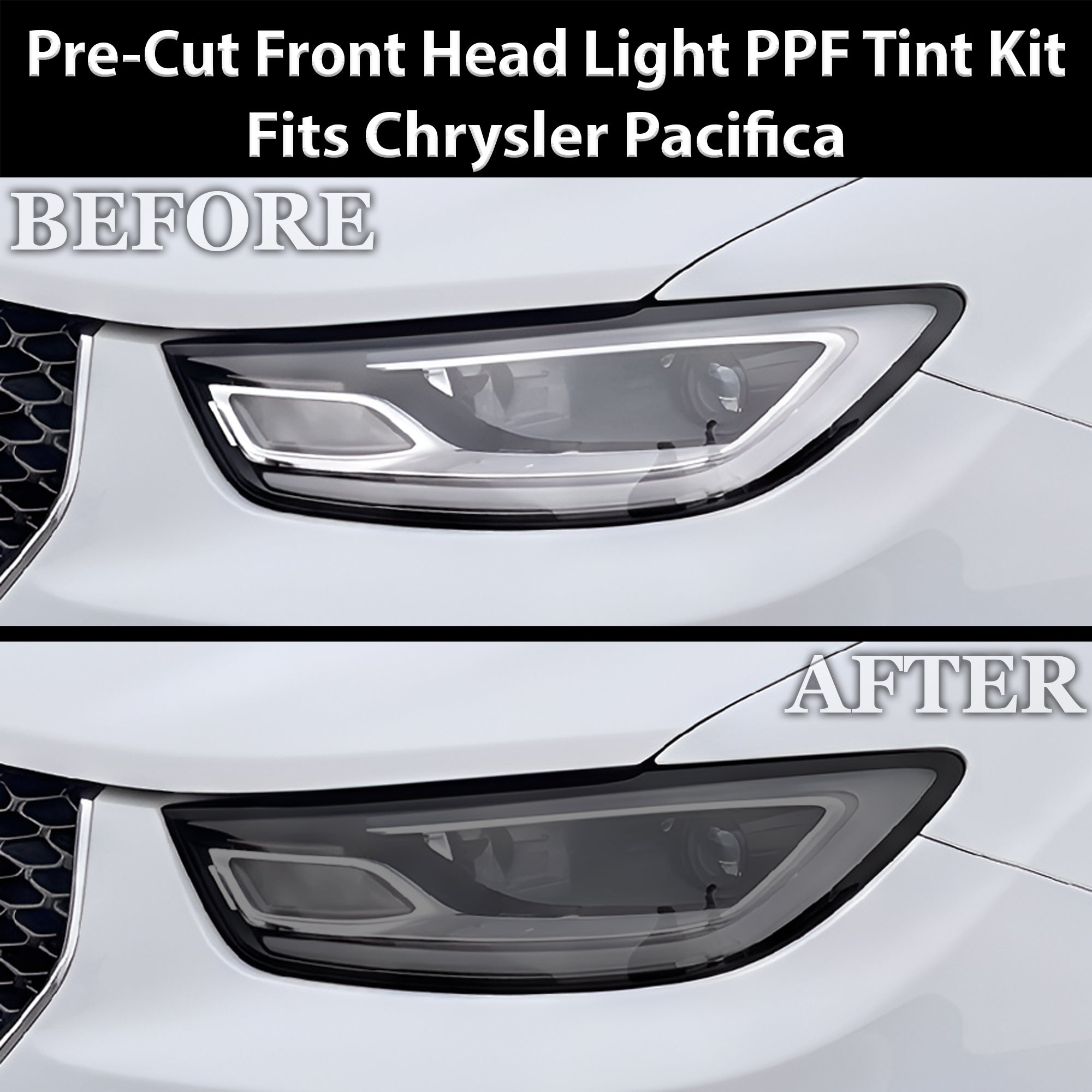 Chrysler Pacifica 2021-2026 Dark Smoke Headlight & Taillight Tint Kit – Precut Vinyl Lens Overlays