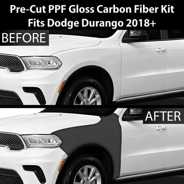 Fits Dodge Durango 2018+ Precut Premium Gloss Black Carbon Fiber Fender Paint Protection Film PPF Decal Film Kit