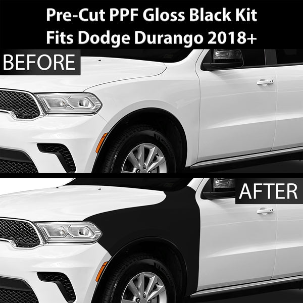 Fits Dodge Durango 2018+ Precut Premium Gloss Black Carbon Fiber Fender Paint Protection Film PPF Decal Film Kit