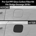 Fits Dodge Durango 2018+ Precut Fuel Door Premium Paint Protection Film PPF Decal Film Kit Gas Cap Cover, Gloss Black Carbon Fiber