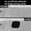 Fits Dodge Durango 2018+ Precut Fuel Door Premium Paint Protection Film PPF Decal Film Kit Gas Cap Cover, Gloss Black Carbon Fiber