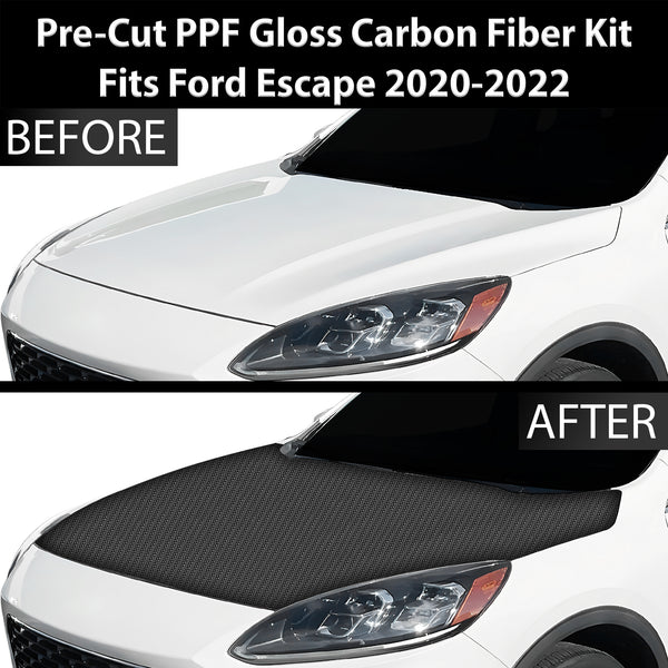 Fits Ford Escape 2020-2022 Precut Premium Gloss Black Carbon Fiber Hood Paint Protection Film PPF Decal Film Kit