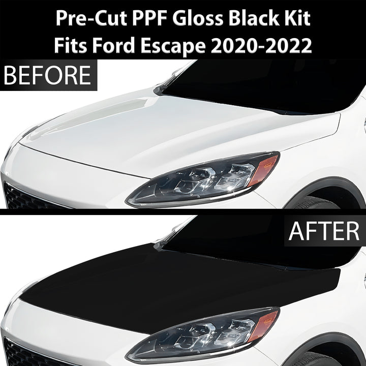 Fits Ford Escape 2020 - 2022 Precut Premium Gloss Black Carbon Fiber Hood Paint Protection Film PPF Decal Film Kit - Bogar Tech Designs