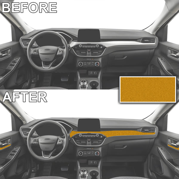 Fits Ford Escape 2020-2025 Interior Dashboard & Door Trim Vinyl Decal Stickers Cover Overlay, Carbon Fiber & Gloss Black & Suede Velvet