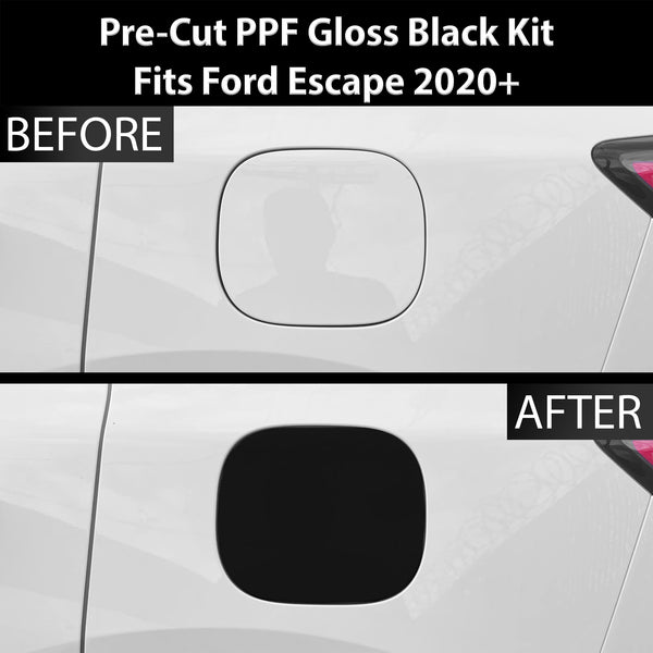 Fits Ford Escape 2020+ Precut Fuel Door Premium Paint Protection Film PPF Decal Film Kit Gas Cap Cover, Gloss Black Carbon Fiber