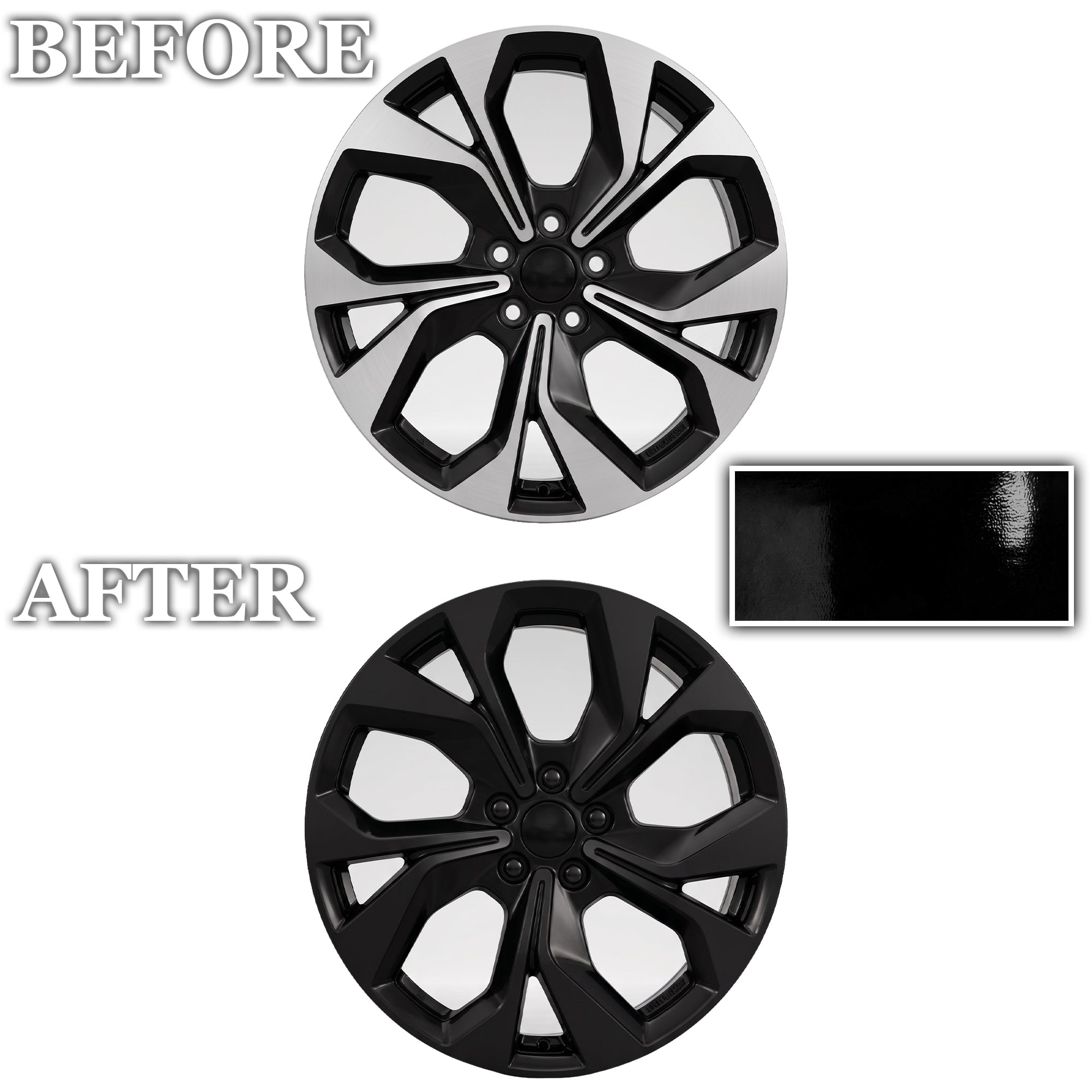 Ford Mustang Mach-E 2021-2026 Wheels Blackout Chrome Delete Kit – Precut Gloss Black Vinyl Overlays