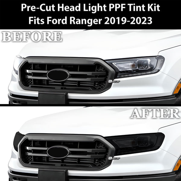 Full Headlight Taillight Precut Smoked PPF Tint Kit Film Overlay Fits Ford Ranger 2019-2023