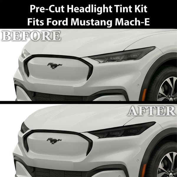 Ford Mustang Mach-E 2021–2026 Dark Smoke Headlight & Taillight Tint Kit – Precut Vinyl Lens Overlays