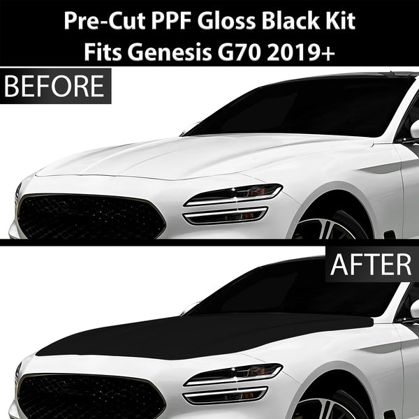 Fits Genesis G70 2019+ Precut Premium Gloss Black Carbon Fiber Hood Paint Protection Film PPF Decal Film Kit