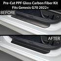 Fits Genesis G70 2022+ Precut Door Sill Premium Paint Protection Film PPF Decal Film Kit, Gloss Black Carbon Fiber