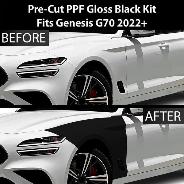 Fits Genesis G70 2022+ Precut Premium Gloss Black Carbon Fiber Fender Paint Protection Film PPF Decal Film Kit