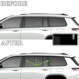 Window Vinyl Chrome Delete Trim Blackout Decal Stickers Overlay Film Fits Jeep Grand Cherokee L 2021-2023