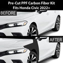 Fits Honda Civic 2022+ Precut Premium Gloss Black Carbon Fiber Fender Paint Protection Film PPF Decal Film Kit Cover