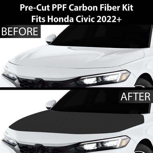 Fits Honda Civic 2022+ Precut Premium Gloss Black Carbon Fiber Hood Paint Protection Film PPF Decal Film Kit