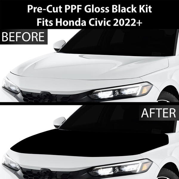 Fits Honda Civic 2022+ Precut Premium Gloss Black Carbon Fiber Hood Paint Protection Film PPF Decal Film Kit