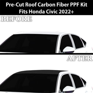 Fits Honda Civic 2022+ Precut Premium Gloss Black Carbon Fiber Roof Paint Protection Film PPF Decal Film Kit Cover