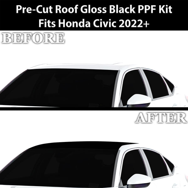 Fits Honda Civic 2022+ Precut Premium Gloss Black Carbon Fiber Roof Paint Protection Film PPF Decal Film Kit Cover