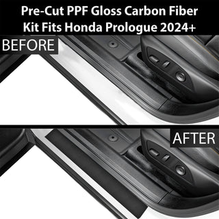 Fits Honda Prologue 2024+ Precut Door Sill Premium Paint Protection Film PPF Decal Film Kit, Gloss Black Carbon Fiber