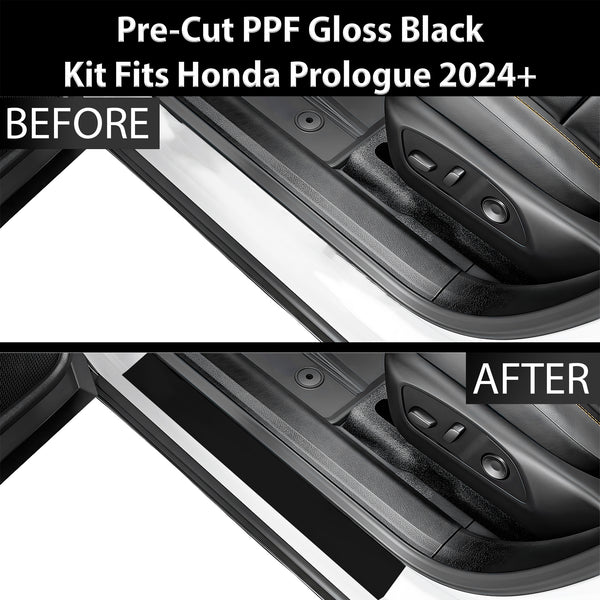 Fits Honda Prologue 2024+ Precut Door Sill Premium Paint Protection Film PPF Decal Film Kit, Gloss Black Carbon Fiber