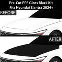 Fits Hyundai Elantra 2024+ Precut Premium Gloss Black Carbon Fiber Hood Paint Protection Film PPF Decal Film Kit