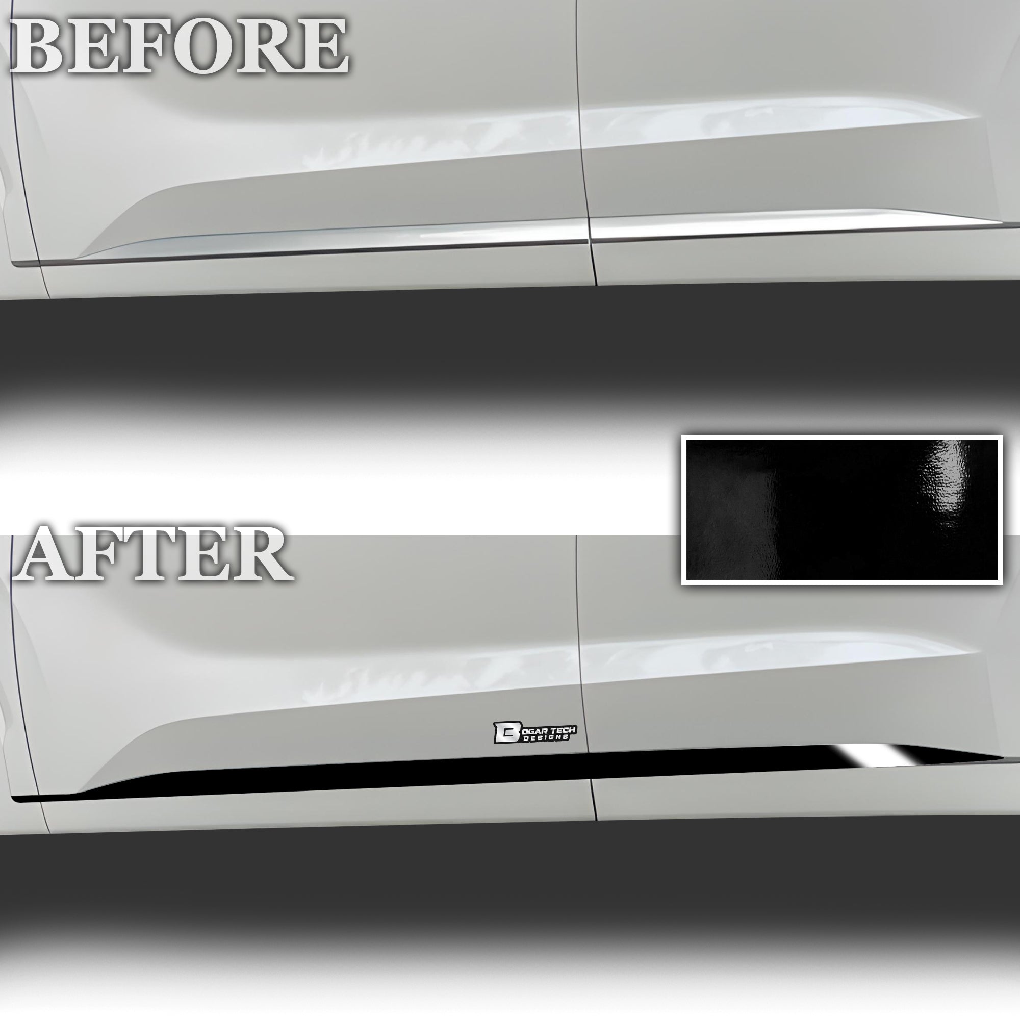 Side Window Skirt Vinyl Chrome Delete Trim Blackout Decal Stickers Overlay Film Fits Hyundai Palisade 2020 - 2025 - Bogar Tech Designs