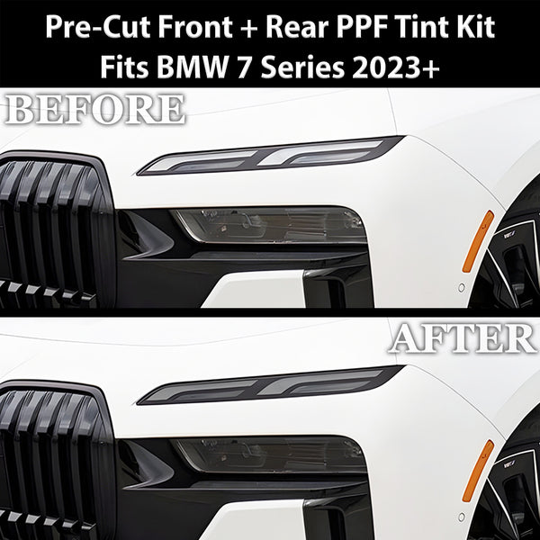 Fits BMW 7 Series 2023+ Full Headlight Taillight Precut Smoked PPF Tint Kit Film Overlay