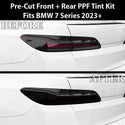 Fits BMW 7 Series 2023+ Full Headlight Taillight Precut Smoked PPF Tint Kit Film Overlay