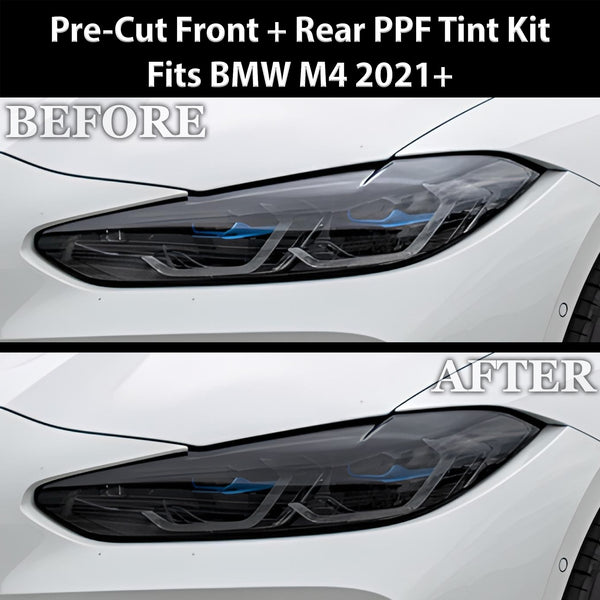 Fits BMW M4 2021+ Full Headlight Taillight Precut Smoked PPF Tint Kit Film Overlay