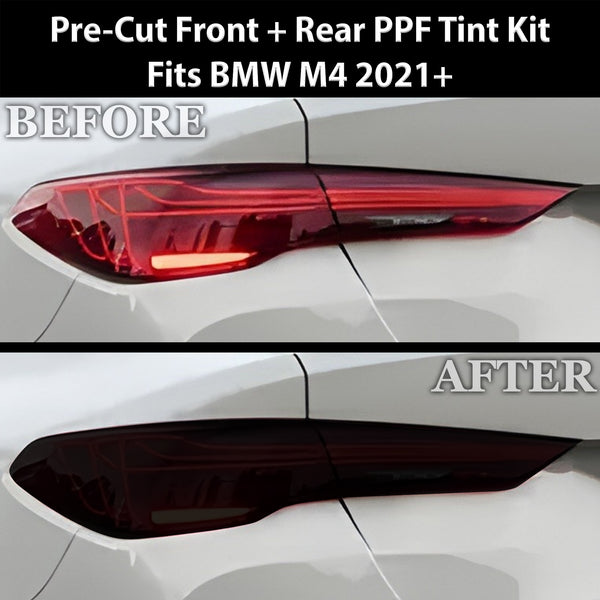 Fits BMW M4 2021+ Full Headlight Taillight Precut Smoked PPF Tint Kit Film Overlay