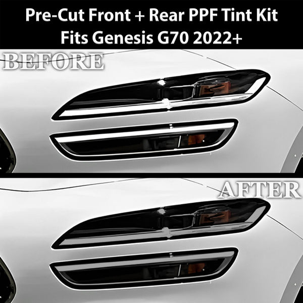 Fits Genesis G70 2022+ Full Headlight Taillight Precut Smoked PPF Tint Kit Film Overlay