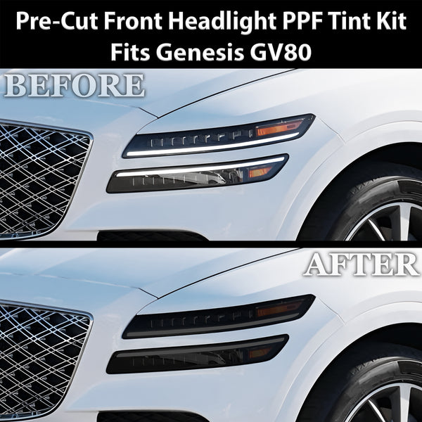 Genesis GV80 SUV 2021-2026 Dark Smoke Headlight & Taillight Tint Kit – Precut Vinyl Lens Overlays Film