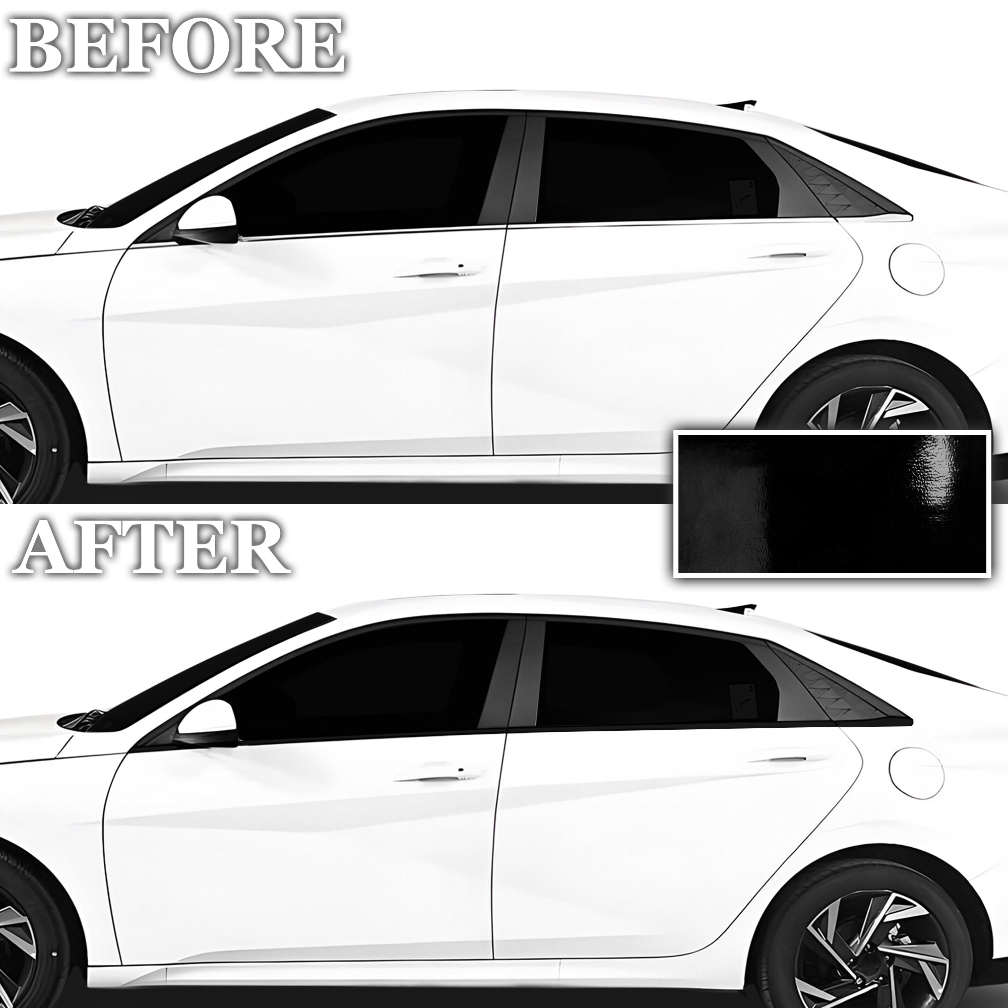 Vinyl Chrome Delete Front Rear Bumper Blackout Decal Stickers Overlay Film Fits Hyundai Elantra 2024 - 2025 - Bogar Tech Designs