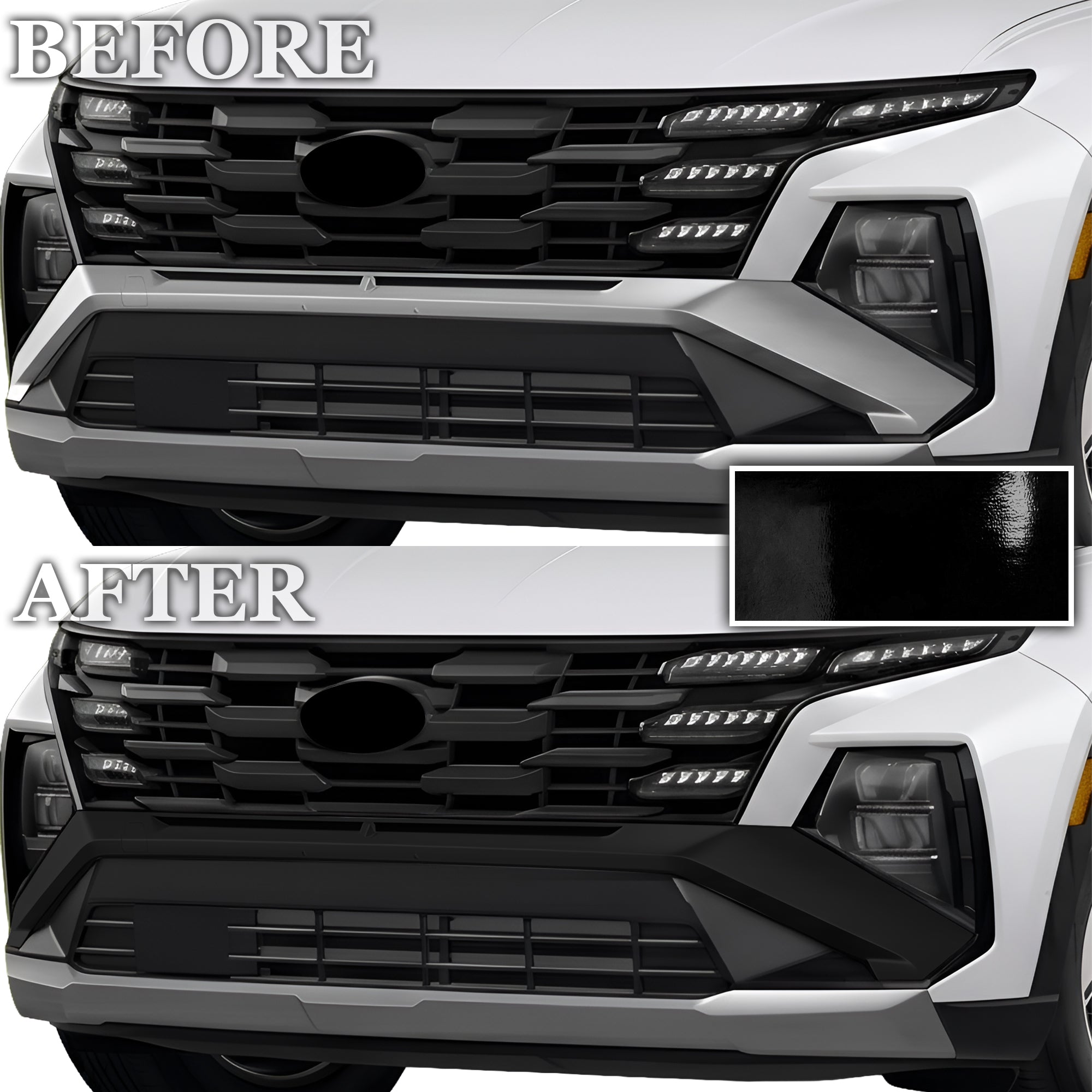Hyundai Tucson 2022-2026 Window Trim Blackout Chrome Delete Kit – Precut Gloss Black Vinyl Overlays