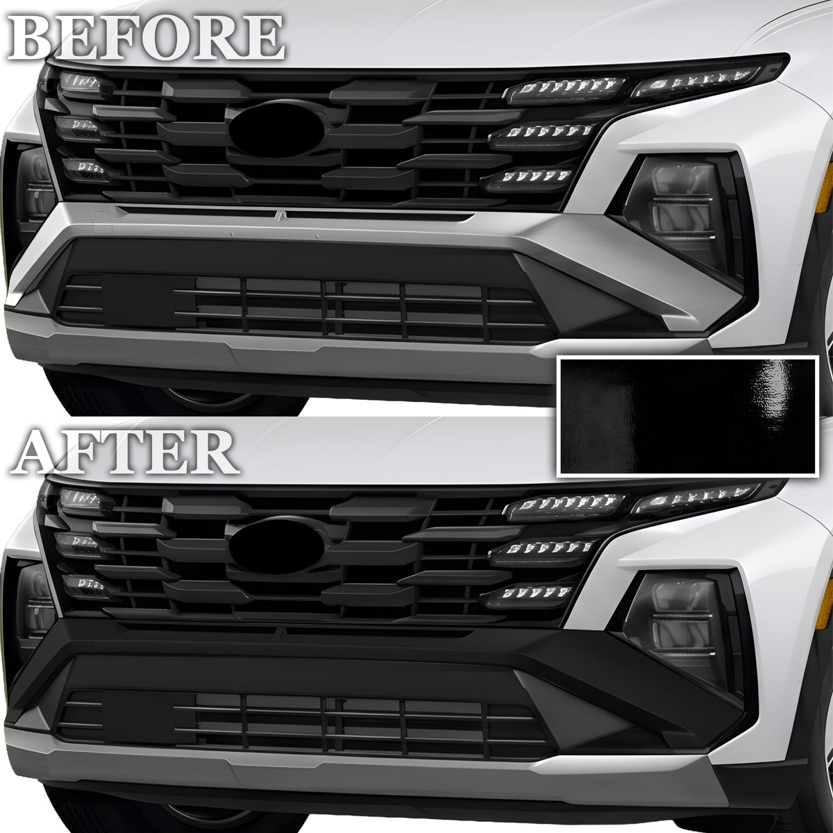 Hyundai Tucson 2022-2026 Window Trim Blackout Chrome Delete Kit – Precut Gloss Black Vinyl Overlays