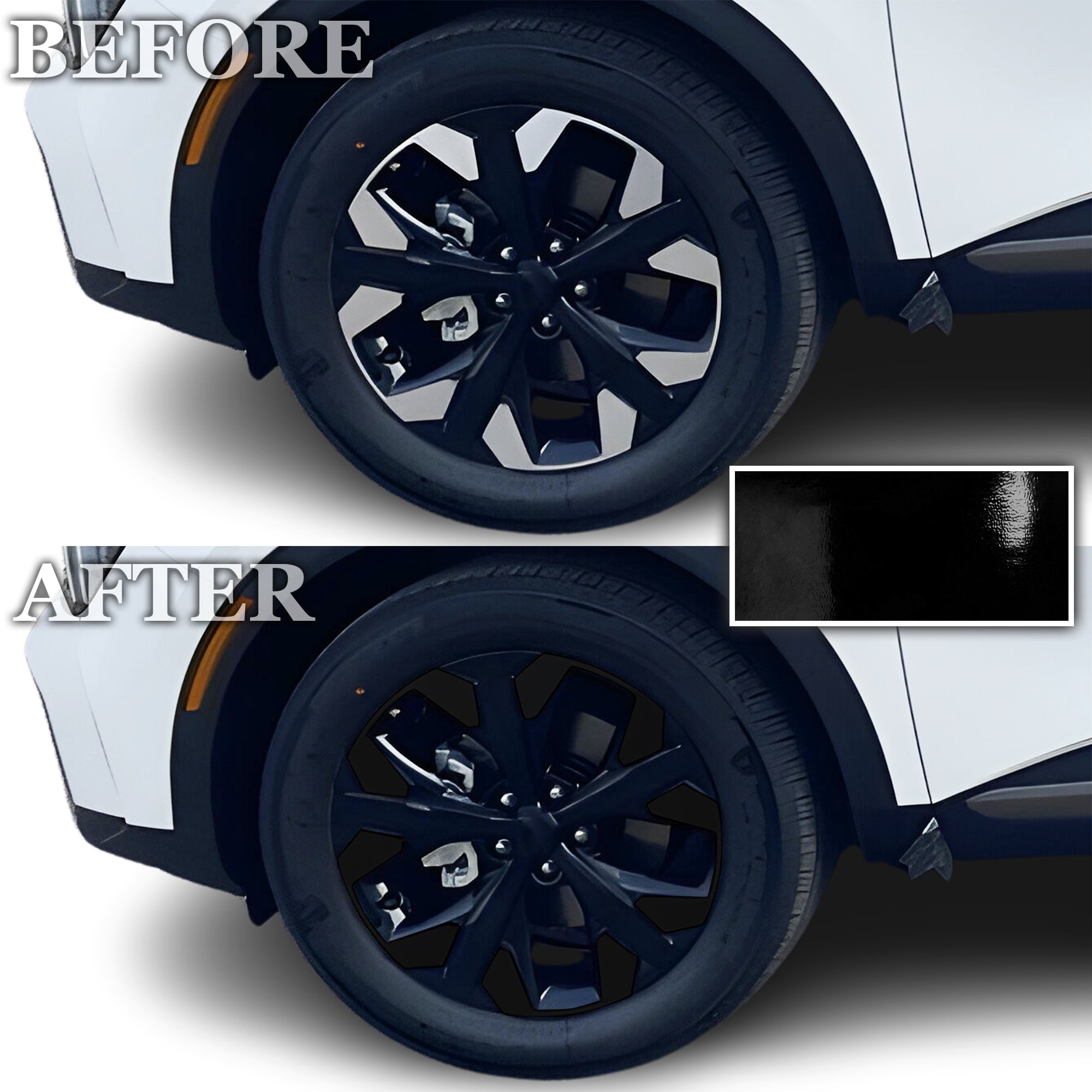 Vinyl Chrome Delete Wheel Sides Front Trim Blackout Decal Stickers Overlay Film Fits Kia Sportage 2023 - 2025 - Bogar Tech Designs