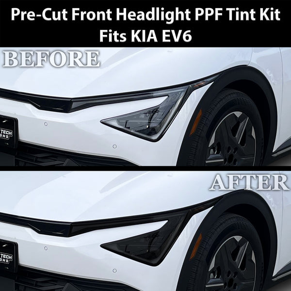 Kia EV6 2025-2026 Dark Smoke Headlight & Taillight Tint Kit – Precut Vinyl Lens Overlays Film