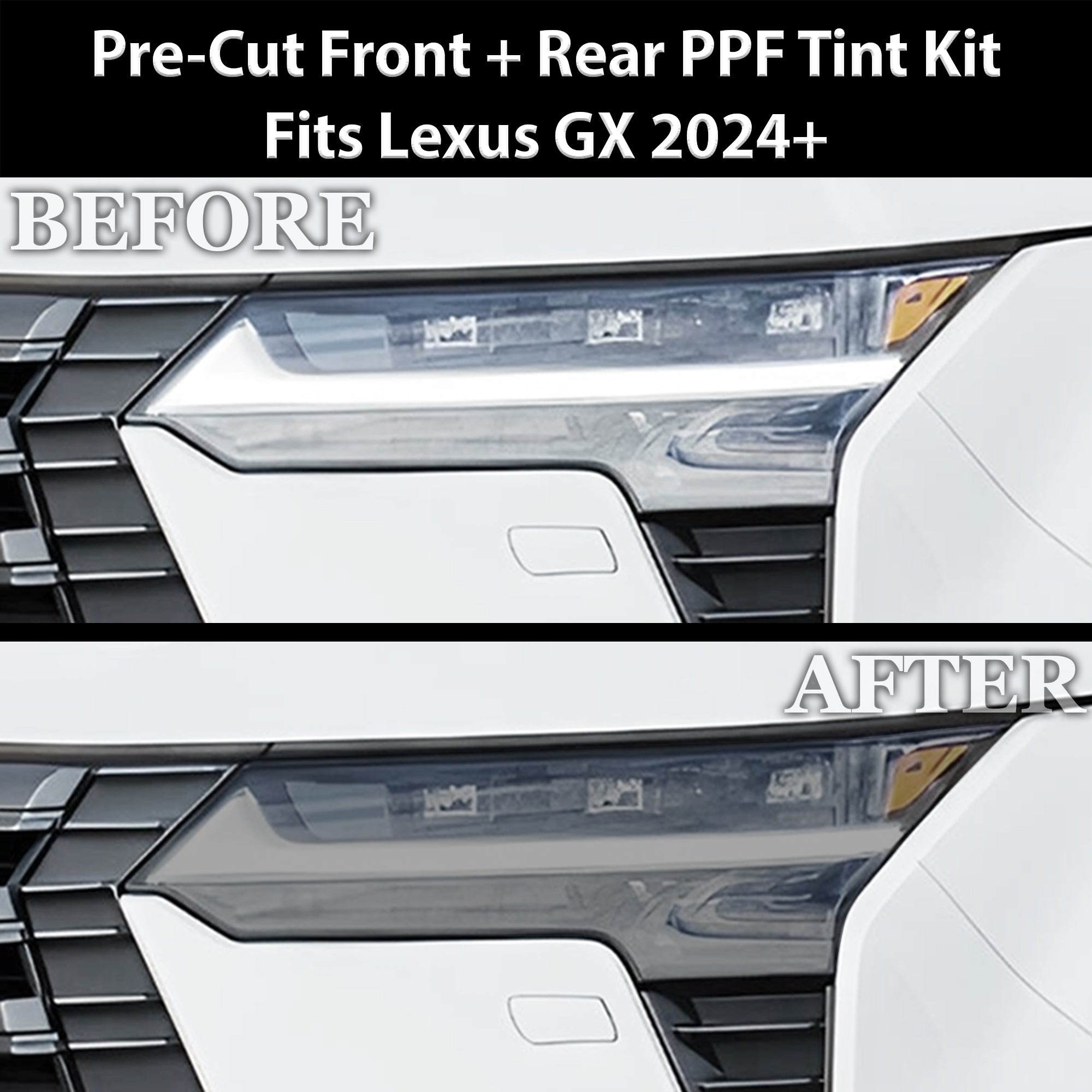 Fits Lexus GX 2024 - 2025 Full Headlight Taillight Precut Smoked PPF Tint Kit Film Overlay - Bogar Tech Designs