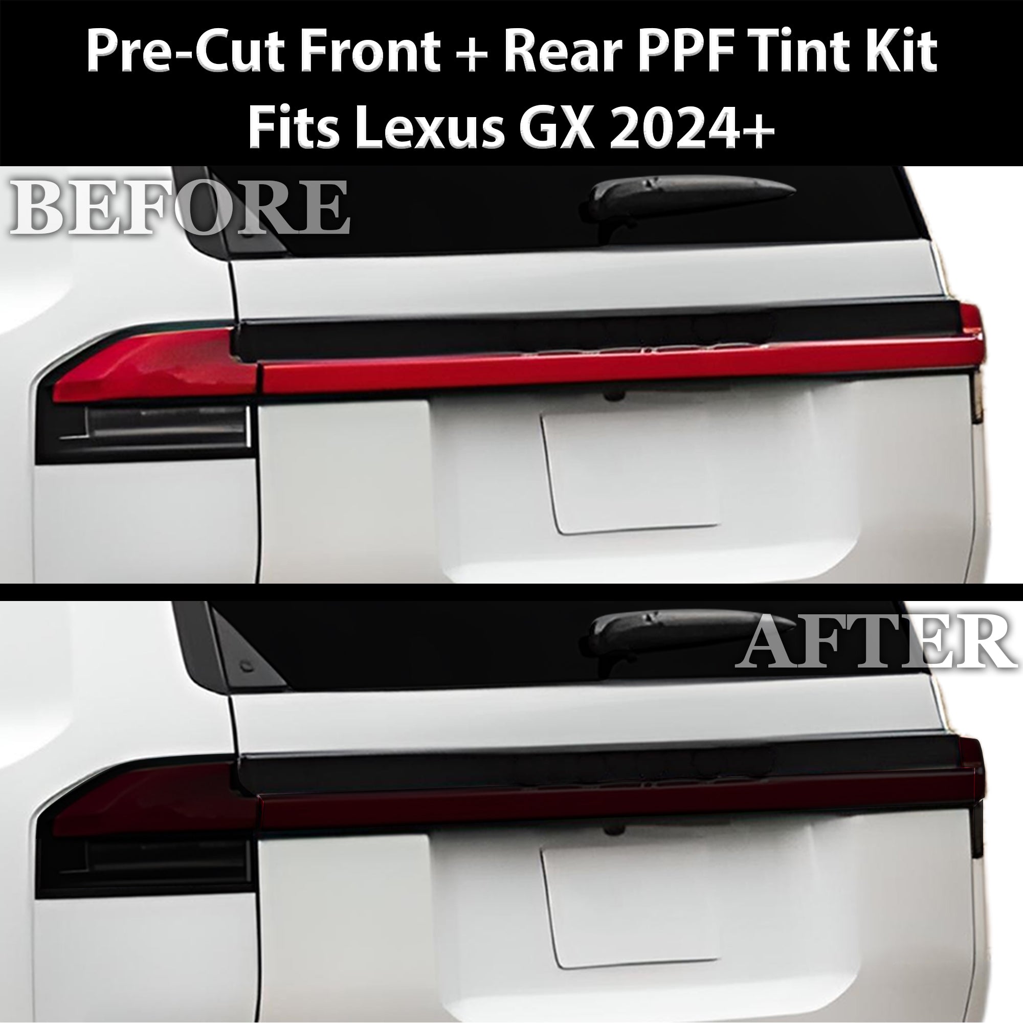 Fits Lexus GX 2024 - 2025 Full Headlight Taillight Precut Smoked PPF Tint Kit Film Overlay - Bogar Tech Designs