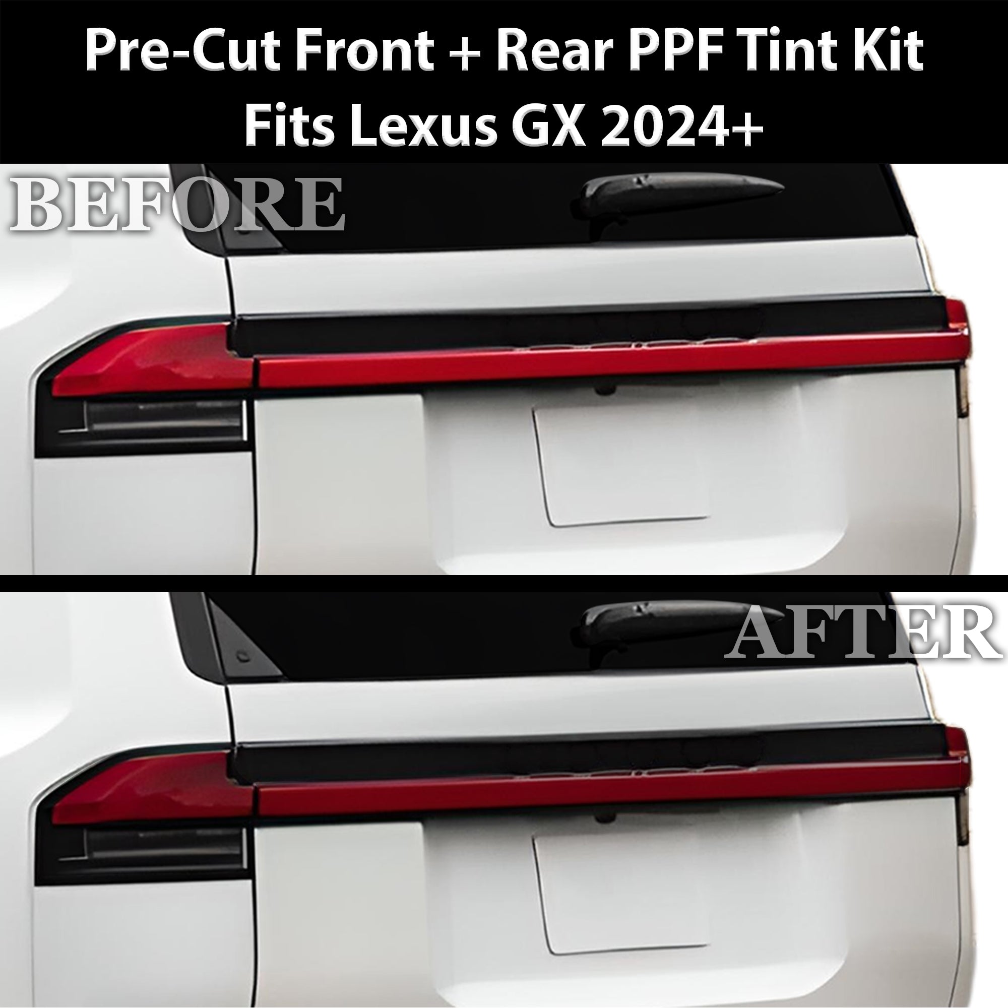 Fits Lexus GX 2024 - 2025 Full Headlight Taillight Precut Smoked PPF Tint Kit Film Overlay - Bogar Tech Designs