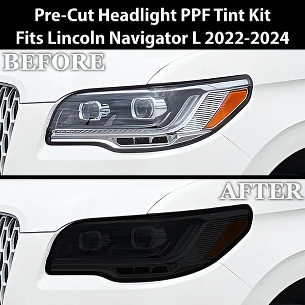 Fits Lincoln Navigator L 2022+ Full Headlight Taillight Precut Smoked PPF Tint Kit Film Overlay