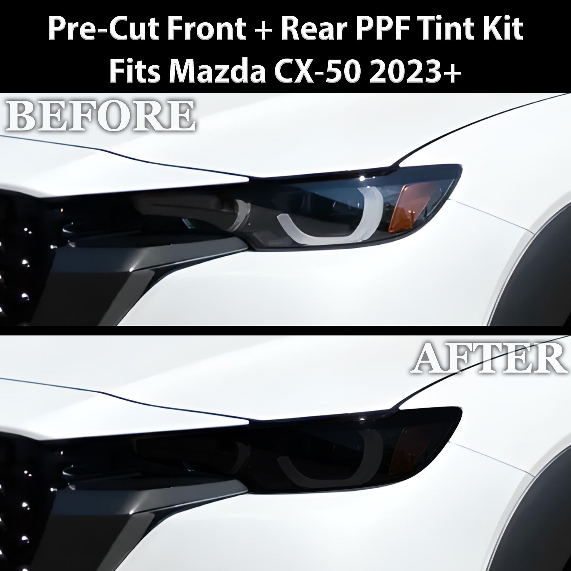 Full Headlight Taillight Precut Smoked PPF Tint Kit Film Overlay Fits Mazda Cx - 50 2023 - 2025 - Bogar Tech Designs
