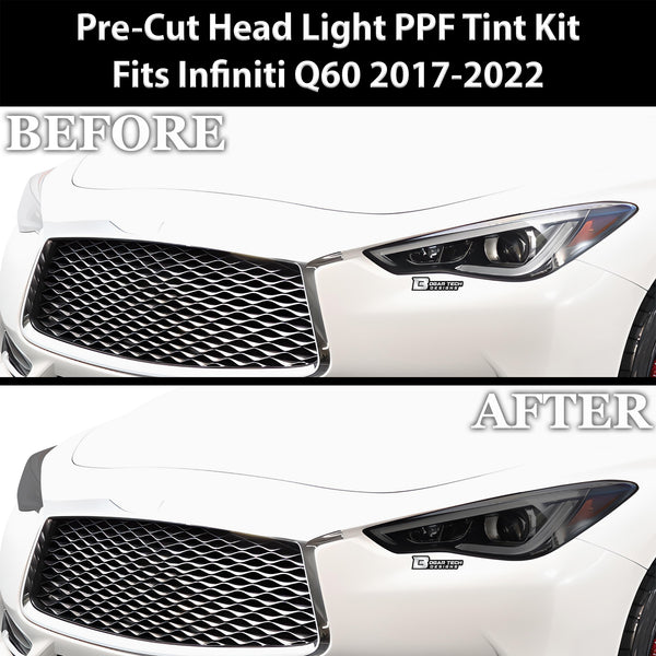 Full Headlight Taillight Precut Smoked PPF Tint Kit Film Overlay Fits Infiniti Q60 2017-2022