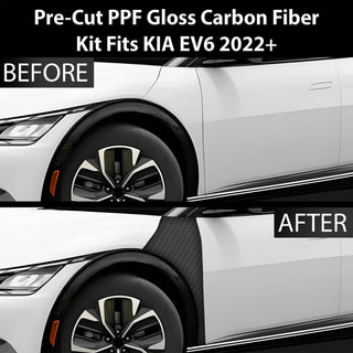 Fits KIA EV6 2022+ Precut Premium Gloss Black Carbon Fiber Fender Paint Protection Film PPF Decal Film Kit