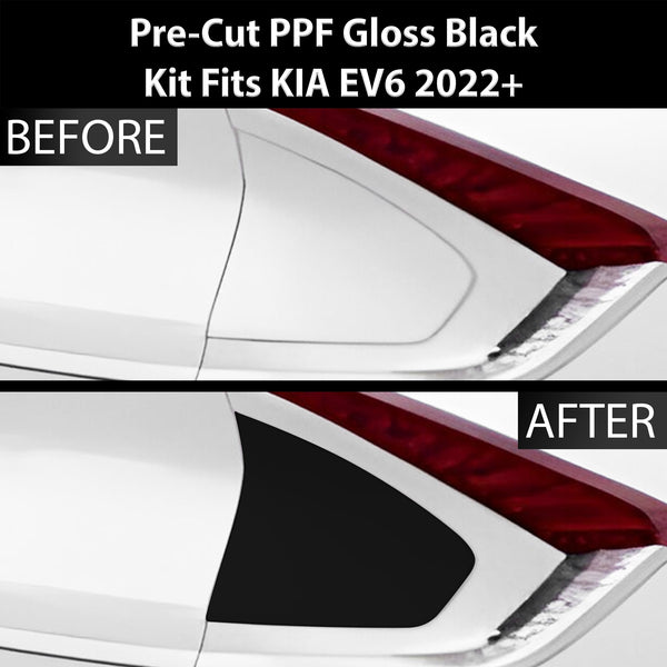 Fits KIA EV6 2022+ Precut Fuel Door Premium Paint Protection Film PPF Decal Film Kit Gas Cap Cover, Gloss Black Carbon Fiber