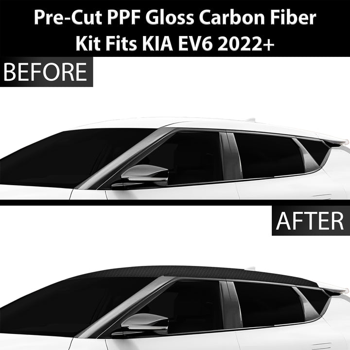 Fits KIA EV6 2022+ Precut Premium Gloss Black Carbon Fiber Roof Paint Protection Film PPF Decal Film Kit - Bogar Tech Designs