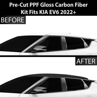 Fits KIA EV6 2022+ Precut Premium Gloss Black Carbon Fiber Roof Paint Protection Film PPF Decal Film Kit