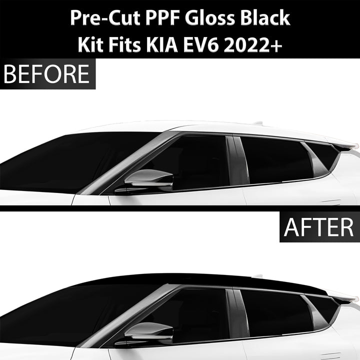 Fits KIA EV6 2022+ Precut Premium Gloss Black Carbon Fiber Roof Paint Protection Film PPF Decal Film Kit - Bogar Tech Designs